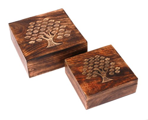 Wood Jewelery Keepsake Handcarved with Tree Of Life