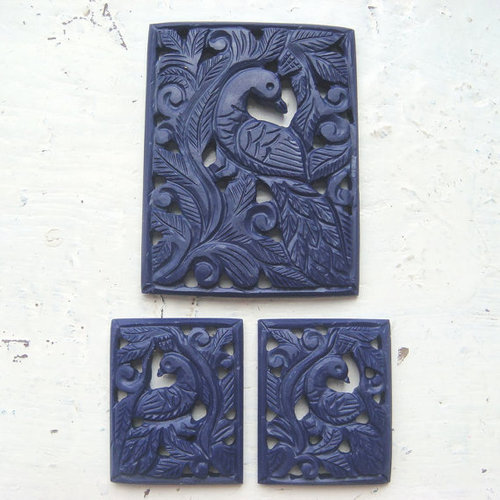 LAPIS LAZULI HAND CARVED 3PC SET