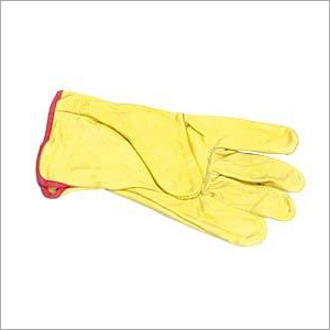 Hand Glove - Rubber Material, Full Finger Style, Yellow Color | Plain Pattern, Medical Usage, Durable Design for Professional Use