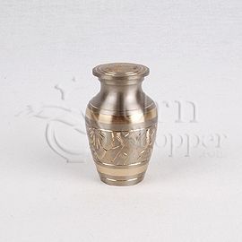 Classic Platinum Engraved Brass Token Cremation Urn