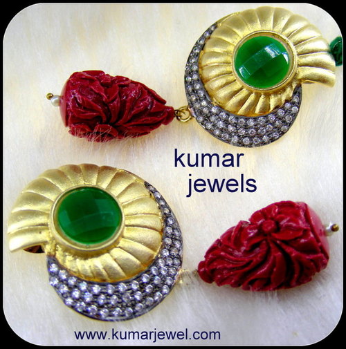 Ruby Carving Drop Earring