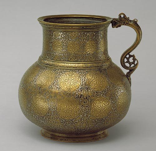 Unique Designed Brass Jug - Brass, 1 Liter, 10x8 Inches, Polished Finish, Intricate Handle Design