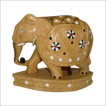 Decorated Wooden Elephant