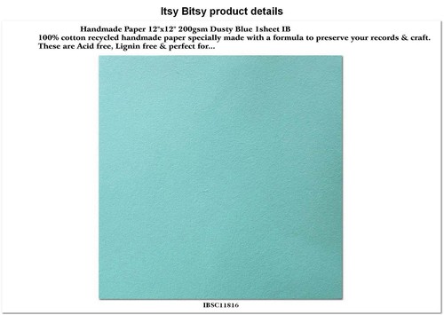 Handmade Paper - Cotton Pulp, 12x12 Inch, Light Green | Artisan Craft, Eco-Friendly, Unique Texture, Versatile Use, Smooth Finish