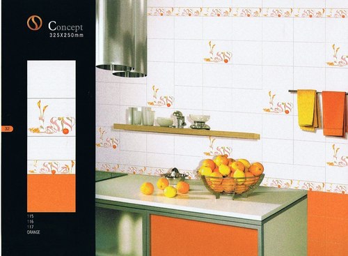 Sp Color Concept - Ceramic Floor Tiles, Orange Floral | Crack Resistant, Glossy Finish, Easy To Fit