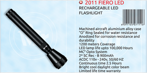 Mr. Light 2011 Fiero Led Rechageable Flash light / torch