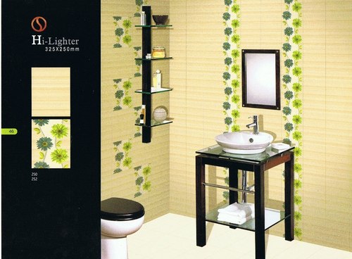 Highlighter Series - Ceramic Floral Beige Tiles, Glossy Finish | Crack Resistant, Easy To Fit, Durable