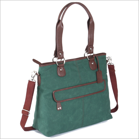 Leather Shoulder Bags - Leather Canvas, 12x15x5 inches, Green | Stylish Design, Scratch Resistant, Multiple Pockets, Adjustable Straps