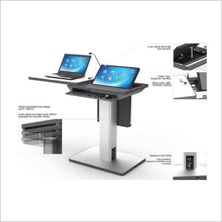 Conference Hall Smart Podium - Steel and Wood 48x36x42 inches 24 Inch Display | Interactive Display Wireless Connectivity Built-in Microphone