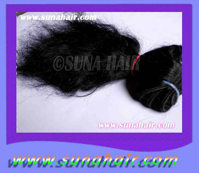 Machine weft top quality mangolian natural virgin human hair