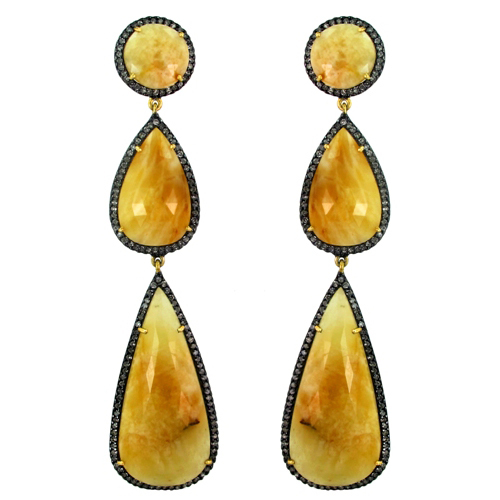 Multi Sapphire Diamond Gold Earrings