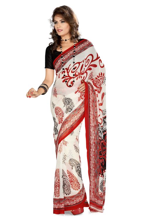 ISHIN Geogette printed Multicolor saree ISHI-36