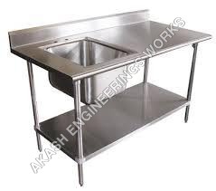 Table With Sink - Stainless Steel 54"x24"x34" +6" | Heavy Duty Multi-Utility Rust Proof Customizable Sound Deadener Height Adjustable