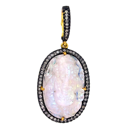 Moonstone Diamond Gold Pendant