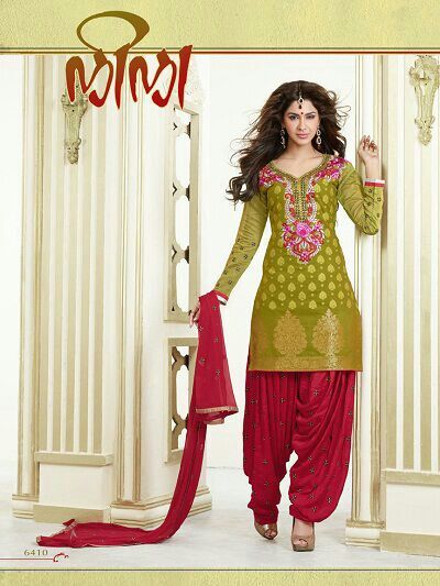 Elegant Anarkali Suit - Silk Blend, 54 Inches, Olive Green | Floral Embroidery, Patiala Salwar, Comfortable Fit, Party Wear