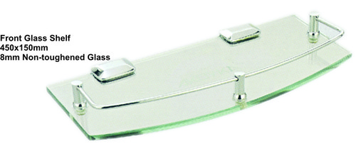 Glass Shelves - Tempered Glass 450x150mm Clear, Curved Design, Polished Finish, Wall Mounted, 5kg Capacity