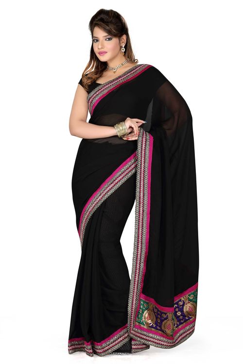 Georgette Black Saree
