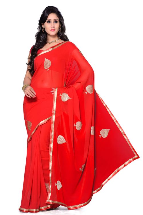 Georgette Red Saree
