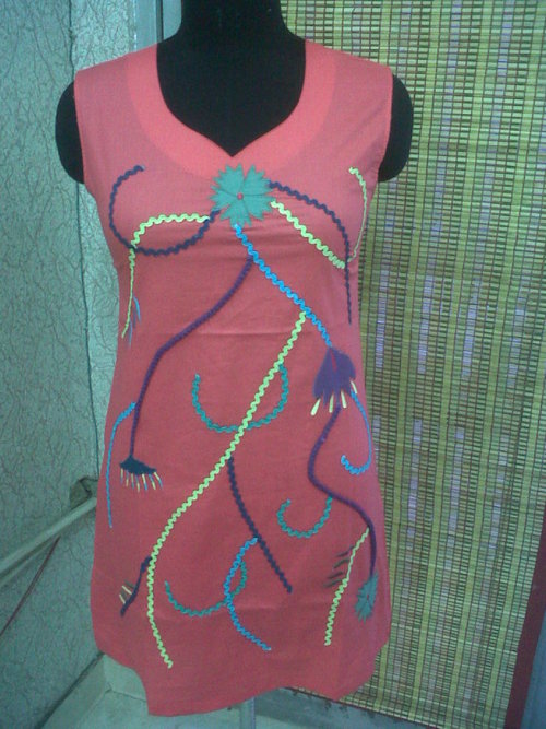 Tunics - Cotton, Small, Coral | Handcrafted Embroidery, Stylish Design, Comfortable Fit, Breathable Material