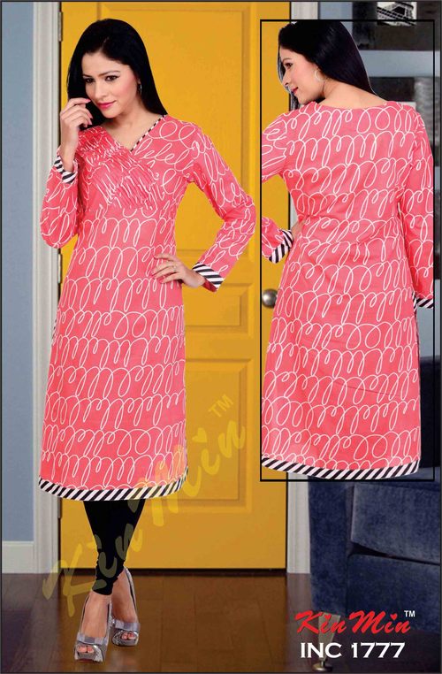 Kurti - Cotton, S-XL, 44 Inches, Pink | Elegant Design, Comfortable Fabric, Stylish Pattern, Perfect Fit, Versatile Style, Durable Material, Machine Wash