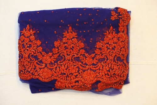 Saree - Georgette, 5.5 Meters, Blue | Hand Embroidery, Elegant Design, Soft Fabric, Vibrant Colors