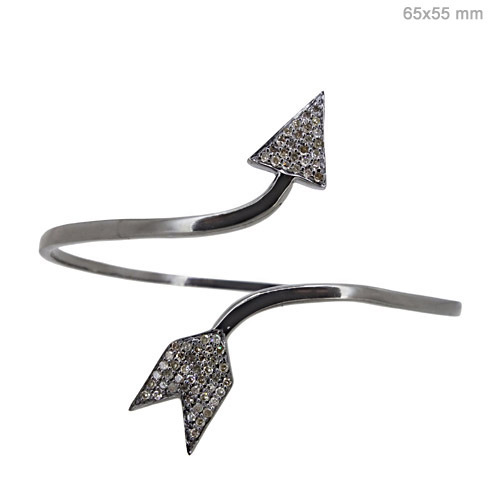 Sterling Silver Pave Diamond Bangle
