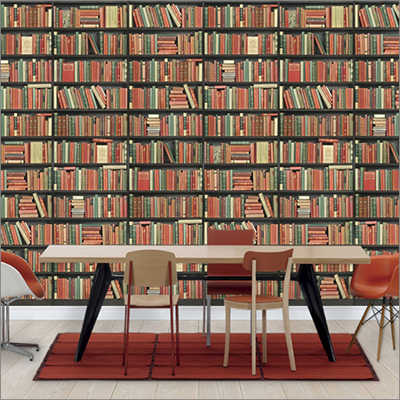 3D Bookcase Wallpaper