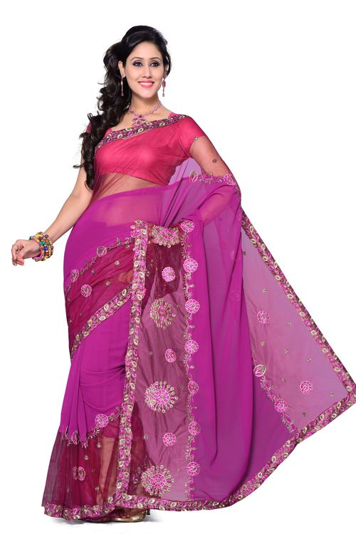 Tissue Net Pink Saree