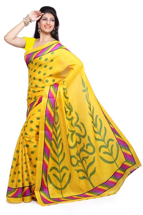 Bhagalpuri Silk Yellow Saree