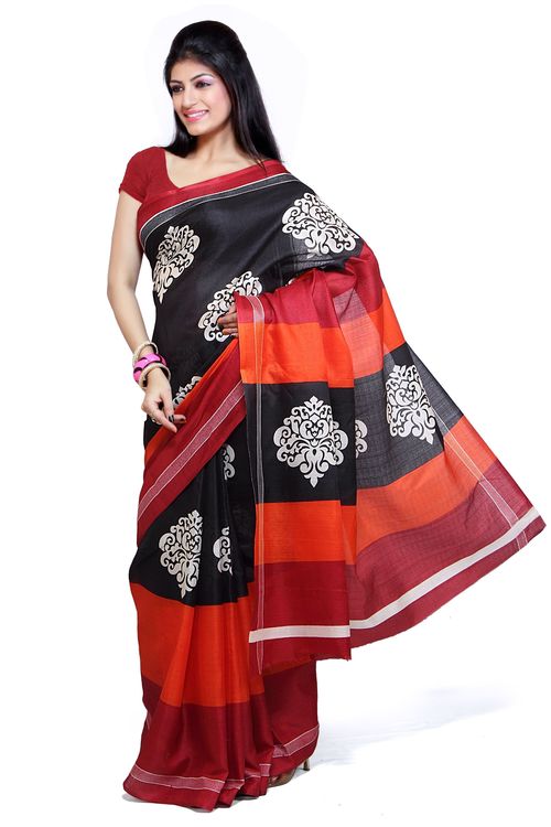 Bhagalpuri Silk Black Saree