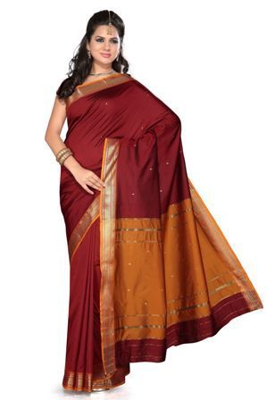 Poly Silk Maroon Saree