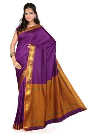 Poly Silk Violet Saree - 6 Meters, Blouse Piece Included | Soft Fabric, Elegant Drape, Vibrant Color