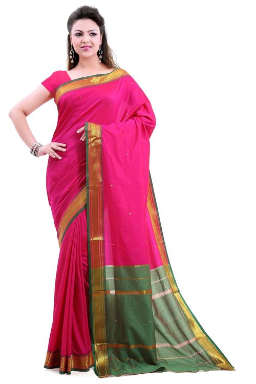 Poly silk Paithani Pink Saree