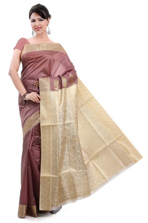 Poly silk Brown Saree