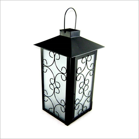 Blacke Frosted Glass Panel Antique Lanterns candle holders