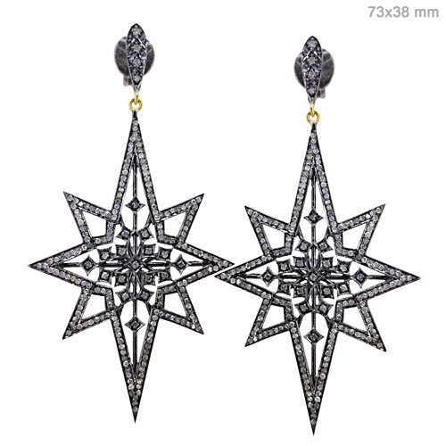 Gold Pave Diamond Earrings