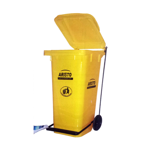 Wheel West Bin 120 - Plastic, 120 Liters, Yellow | Mobile Bin, Durable Wheels, Hinged Lid, Easy to Empty