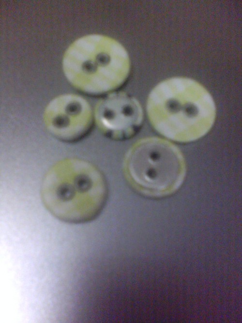 Green And White Fabric Buttons