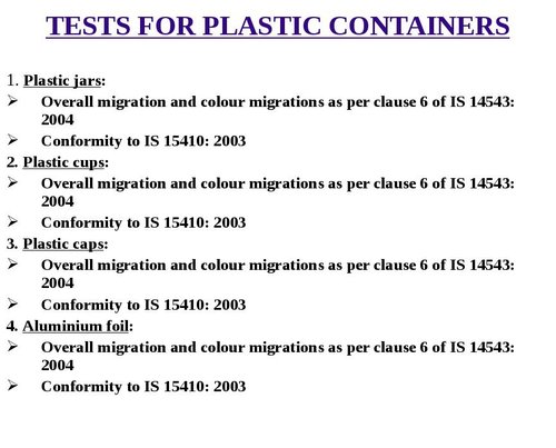 Tests For Plastic Containers