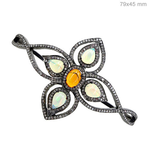 Opal Diamond Silver Bracelet