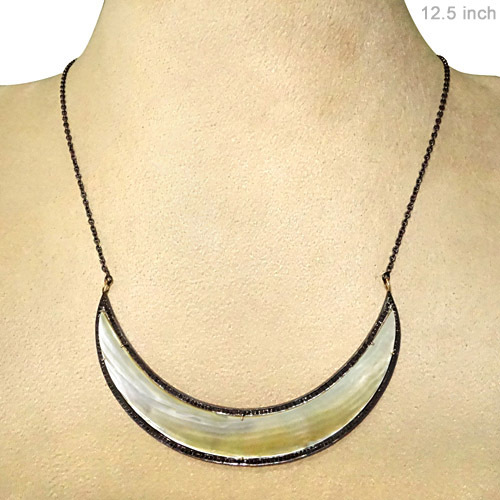 MOP Diamond Silver Necklace