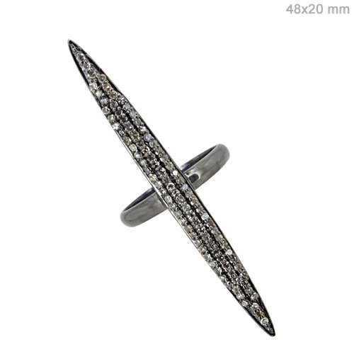 Pave Diamond Silver Ring