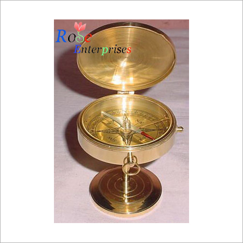 Flat Brass Compass with Stand