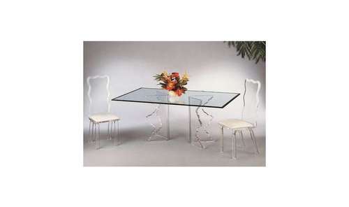 Acrylic Dining Table - Acrylic & Metal Base, Rectangular | Elegant Design, Durable, Easy Cleaning, Space Saving