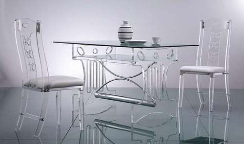 Acrylic Dining Table - Acrylic, Rectangular, Clear | Elegant Design, Durable Material, Modern Style, Easy Cleaning