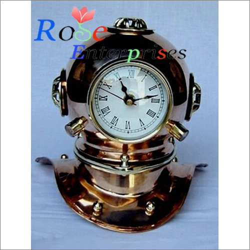 Antique Finish Diving Helmet Clock Size: 8 Inch