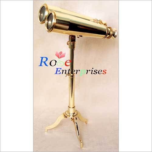 Brass Polished Nautical Binocular with Stand