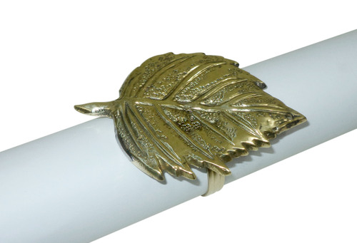 Leaf Napkin Ring - Brass, 2x3 Inches, Gold Finish | Elegant, Durable, Reusable, Leaf Style