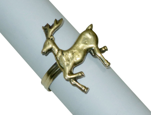Deer Napkin Ring - Brass, 2x1.5 Inch, Gold | Polished Finish, Durable, Elegant Design