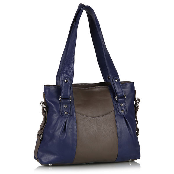 Indigo Grey Leather Handbag